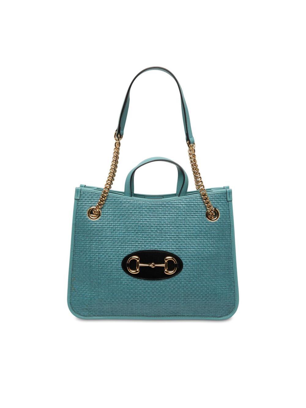 Gucci Medium Raffia Horsebit Chain Tote #369828G10B